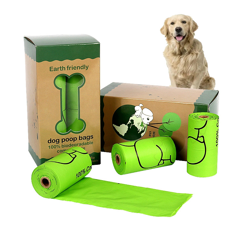 biodegradable eco friendly corn starch printed wholesale pet dog poop waste bags