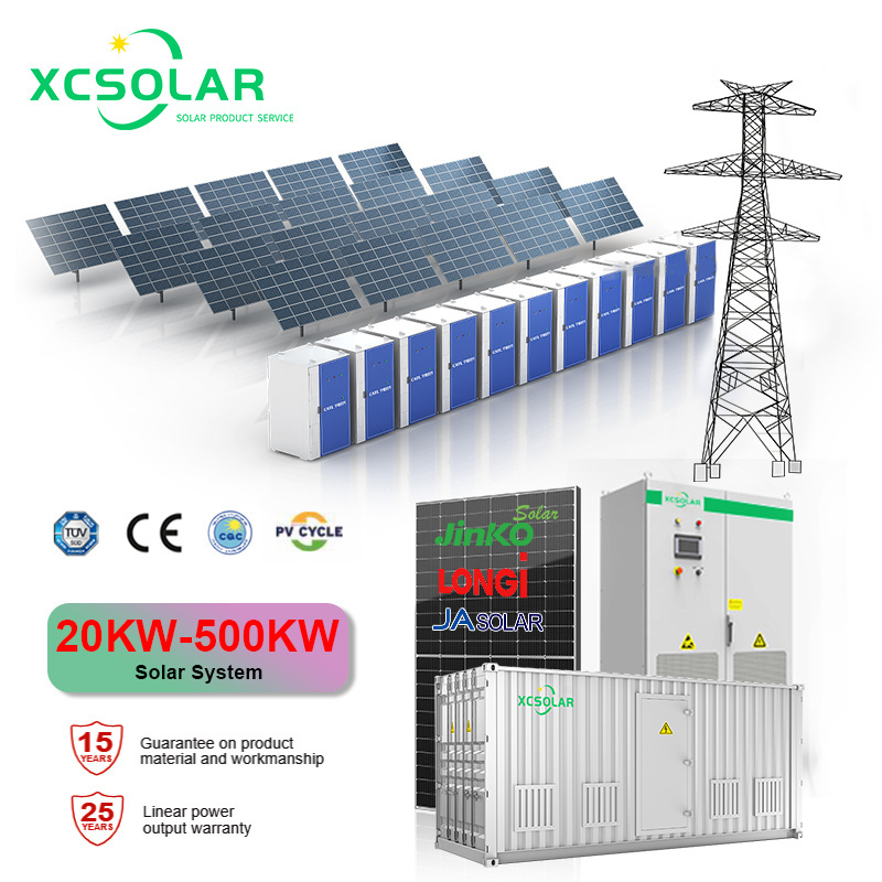 Industrial Commercial Complete 20Kw 30Kw 50Kw 100Kw 150Kw 1MW 3 Phase Off On Grid Solar Power Hybrid Solar Energy Storage System