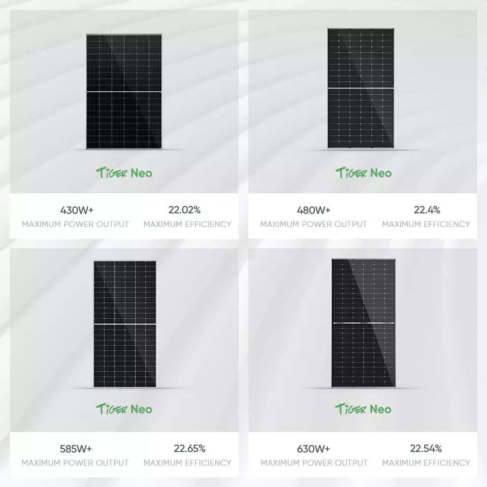 Jinko Tiger Neo Solar Panel Qcells 1000 Watts 550W 560W 565W 570W 575W 580W Hjt BIPV PV Energy Array N-type Solar Power Panel//