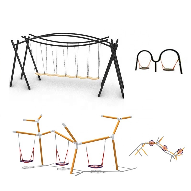 2024 Popular Unpowered Amusement Park Project Design Manpower Pull Rope Rotation Simple Swing Flying Chair Swing