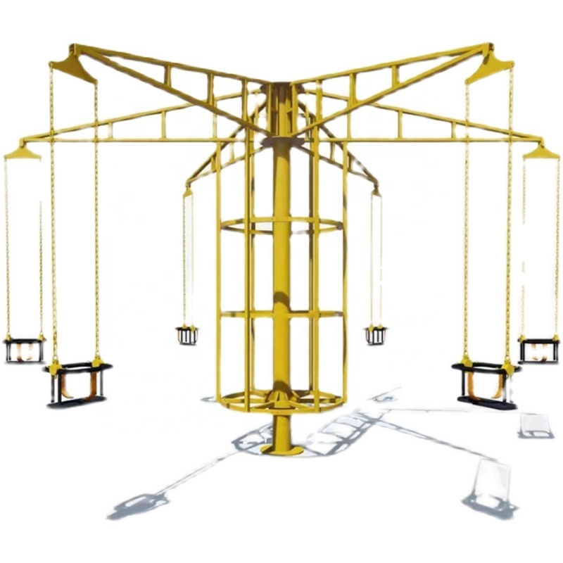 2024 Popular Unpowered Amusement Park Project Design Manpower Pull Rope Rotation Simple Swing Flying Chair Swing