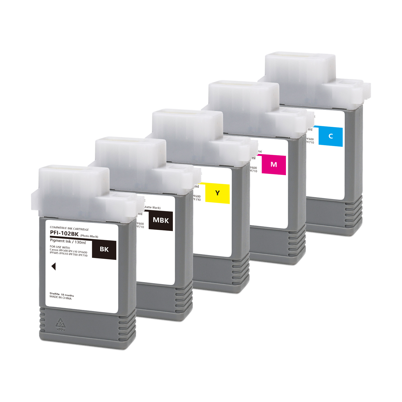 130ml compatible ink cartridge PFI-102 PFI102 PFI 102 for CANON iPF 500 510 600 605 610 700 710 650 655 750 755 760 765 printers