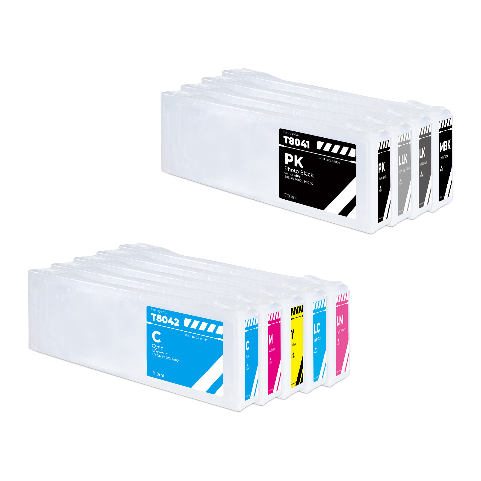 700ml 9 Colors T8041-T8049 Refillable Ink Cartridge with Pigment Ink for EPSON Surecolor P6000 P8000 P7000 P9000 Printers