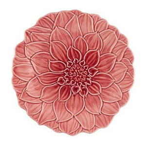 Unique Wedding Tableware Red China Ceramic Embossed Hydranga Flower Shape Irregular Charger Plates Dessert Salad Plates