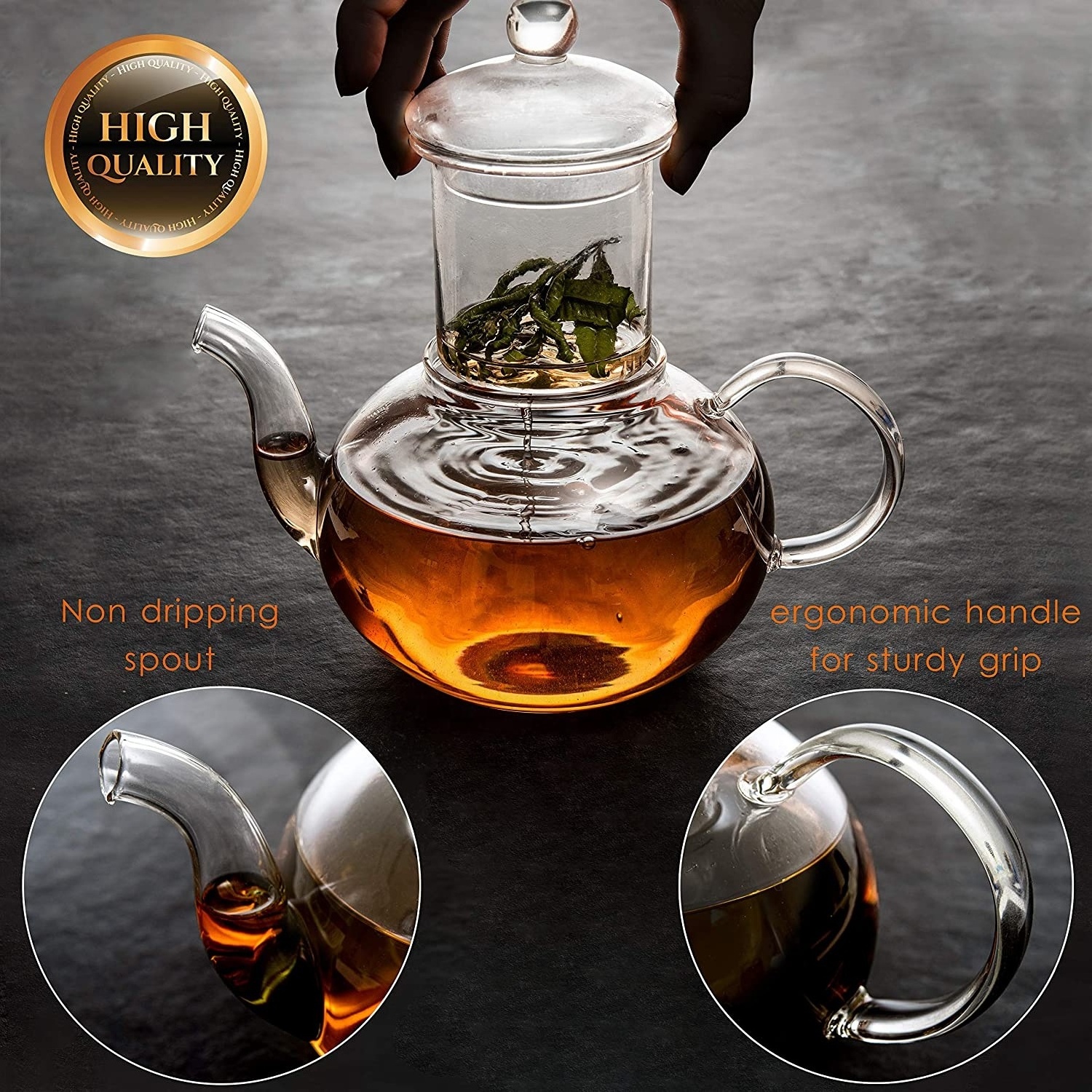 high quality glass transparent handblown heat resistant candlestick Kung fu flower teapot and tea cups set with warmer