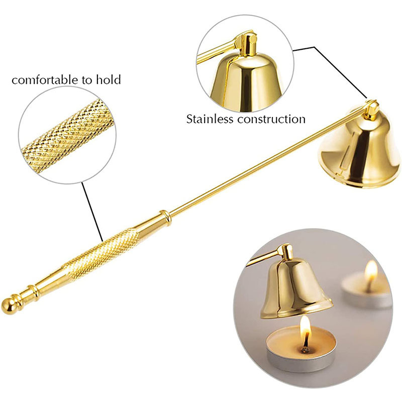 Gold Candle Trimmer Set 4 in 1 Candle Accessory Set Include Candle Wick Trimmer Snuffer Wick Dipper and Gold Plate Tray