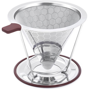 Stainless Steel Coffee Filter Easy to Clean Reusable Pour Over Coffee Filter Cone Coffee Dripper