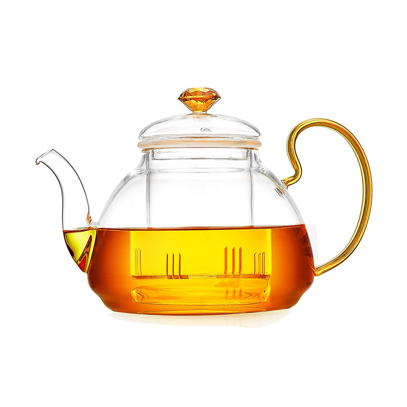 Hot selling 400ml 600ml 800ml 1000ml heat resistant glass teapot with strainer flower pot glass tea pot with infuser