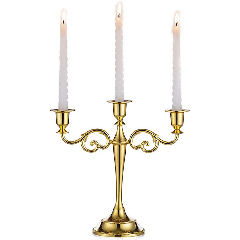 10 Inch Tall Candle Holder Antique Bronze 3 Arms Candelabra Black Taper Candles Holder for Candlesticks Wedding Centerpiece