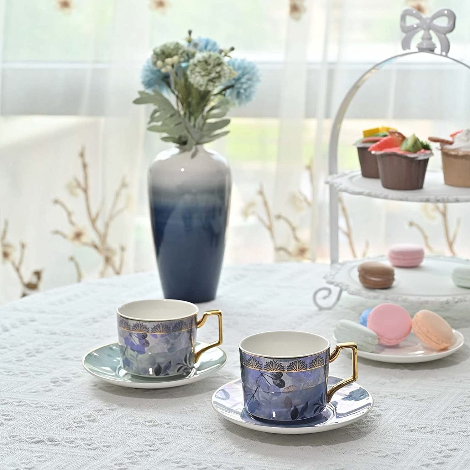 High Quality Customized Porcelain Cappuccino Cups Bone China Coffee Cup and Saucer Ceramic Tea Cup Mugs with Saucer Set