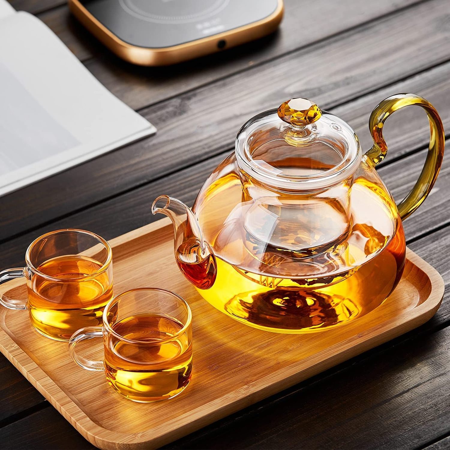 Hot selling 400ml 600ml 800ml 1000ml heat resistant glass teapot with strainer flower pot glass tea pot with infuser