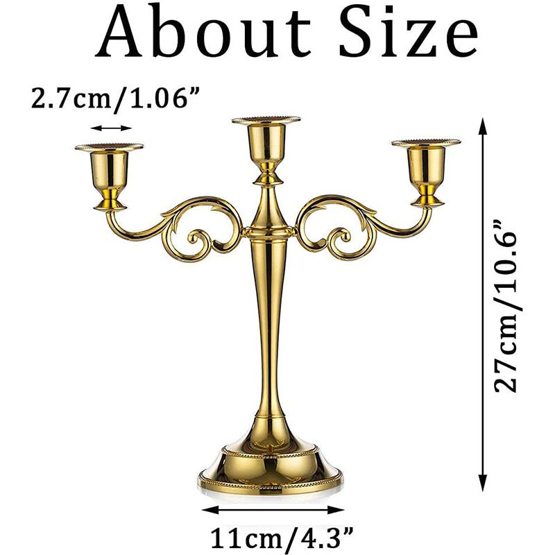 10 Inch Tall Candle Holder Antique Bronze 3 Arms Candelabra Black Taper Candles Holder for Candlesticks Wedding Centerpiece