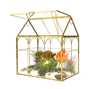 Hot Selling Orchid Succulent Cacti Terrarium Large Tall House Shape Plant Glass Greenhouse Terrarium with Lid