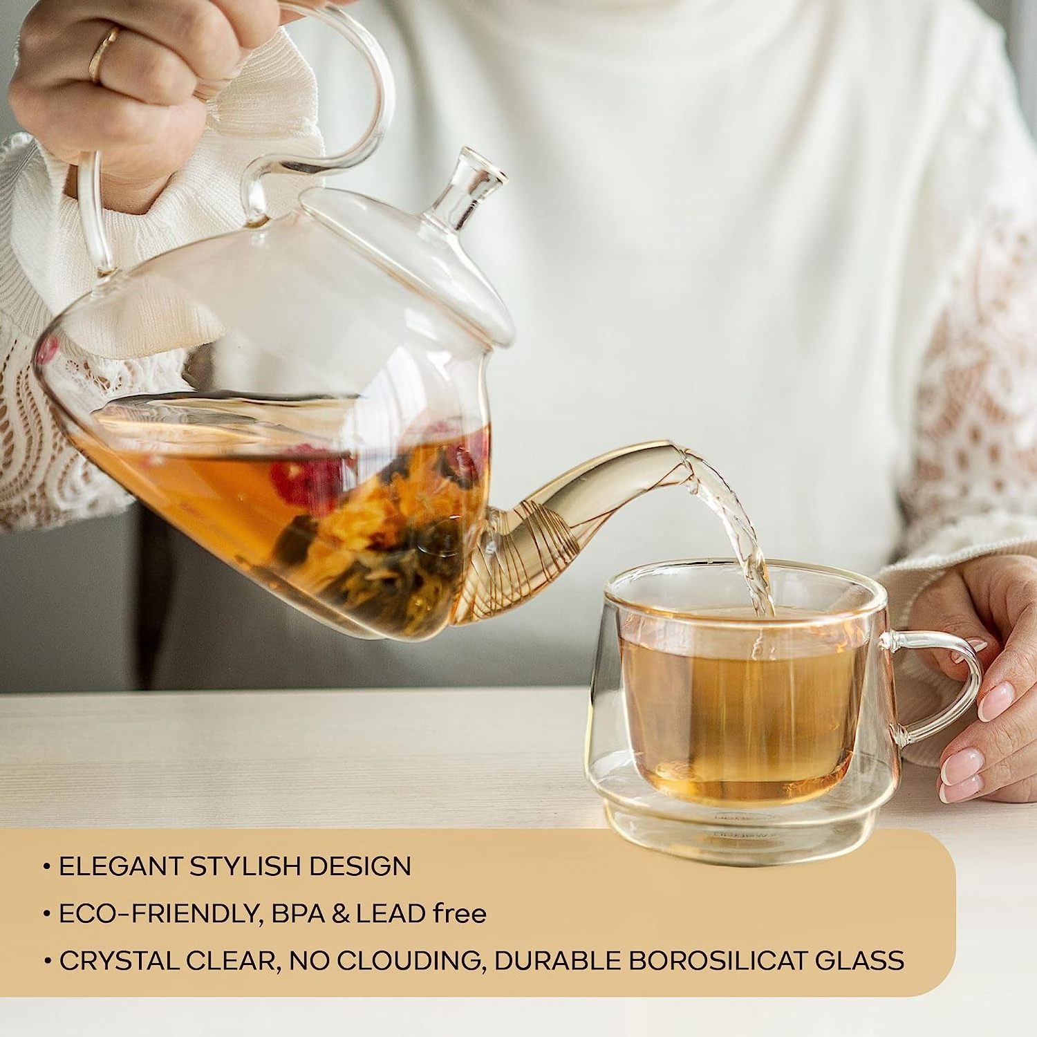 Hot selling 400ml 600ml 800ml 1000ml heat resistant glass teapot with strainer flower pot glass tea pot with infuser