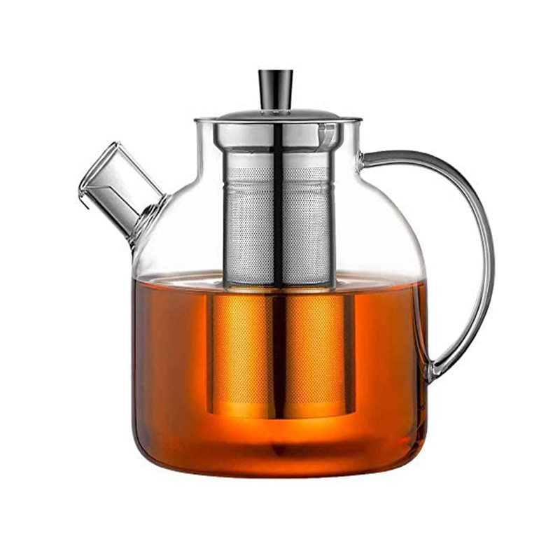 Glass Teapot 1500ml Stovetop Safe Tea Kettle with Infuser Borosilicate Glass Water Jug Clear Tea Pot Maker for Loose Leaf Tea