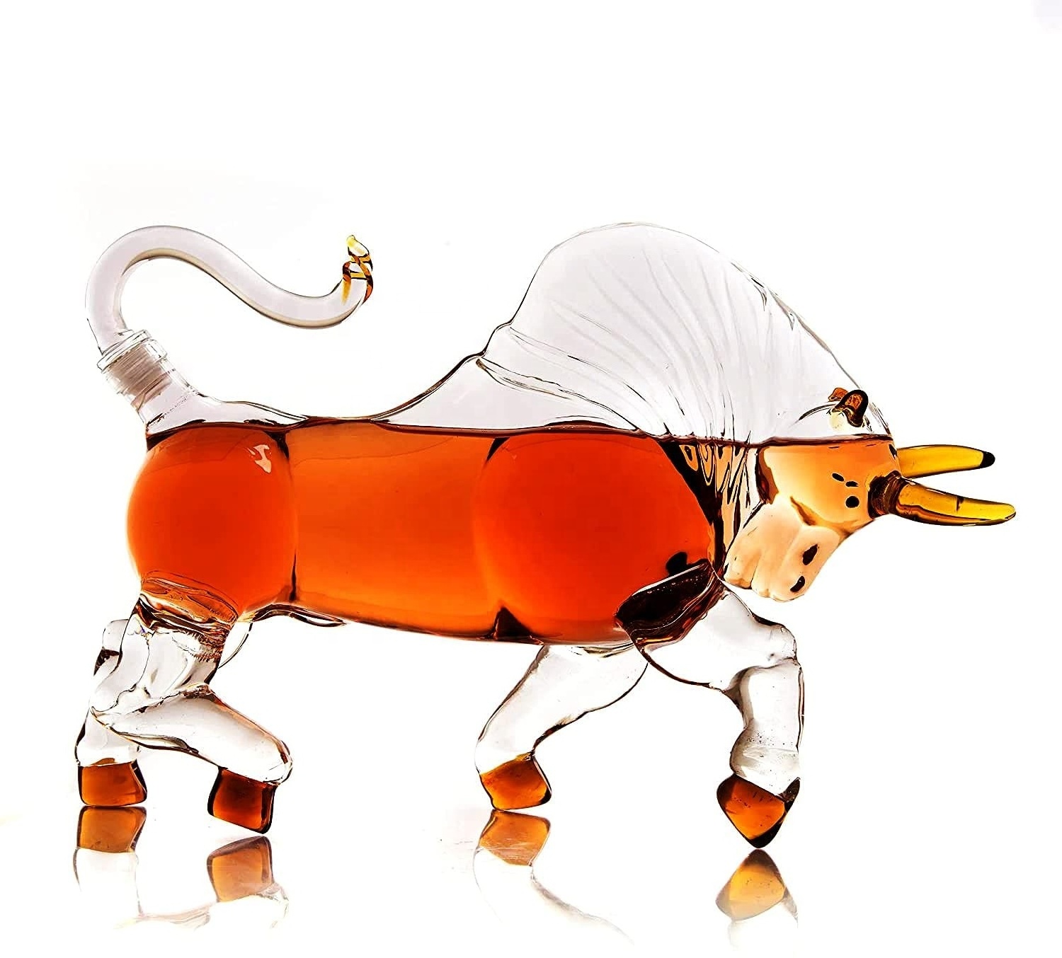 Home Bar Transparent Creative Whiskey Decanter Novelty Animal Bull Shaped Whisky Glass Decanter For Liquor Scotch Bourbon