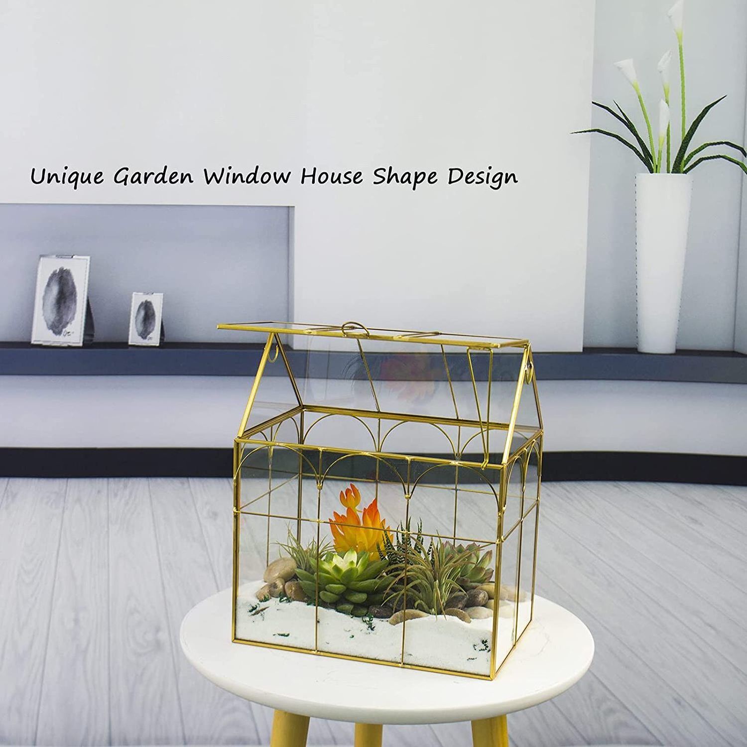 Hot Selling Orchid Succulent Cacti Terrarium Large Tall House Shape Plant Glass Greenhouse Terrarium with Lid