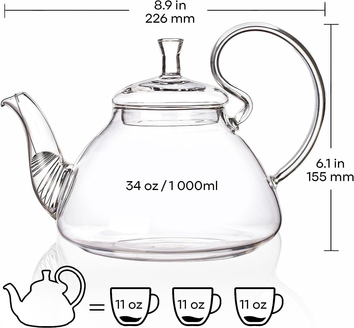 Hot selling 400ml 600ml 800ml 1000ml heat resistant glass teapot with strainer flower pot glass tea pot with infuser