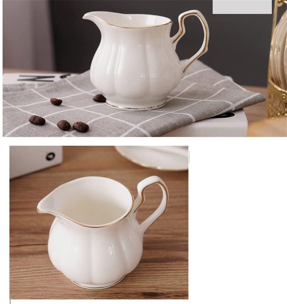 Tea Set Service Coffee Set 15 Pieces Simple White English Ceramic Tea Set Tea Pot  Bone China Cups with Metal Holder Matching S