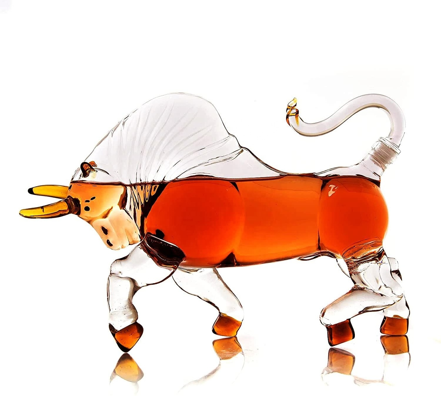 Home Bar Transparent Creative Whiskey Decanter Novelty Animal Bull Shaped Whisky Glass Decanter For Liquor Scotch Bourbon