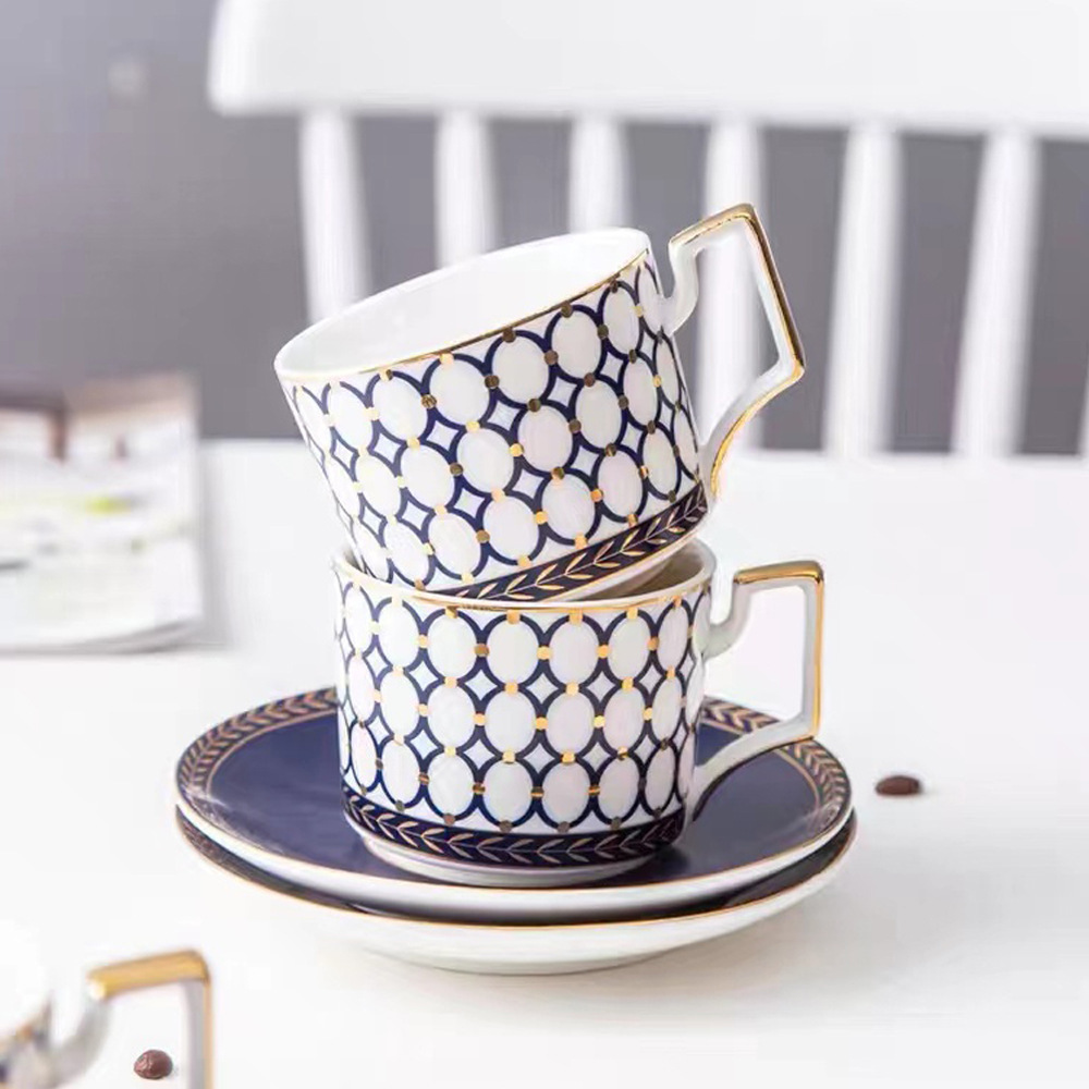 High Quality Customized Porcelain Cappuccino Cups Bone China Coffee Cup and Saucer Ceramic Tea Cup Mugs with Saucer Set