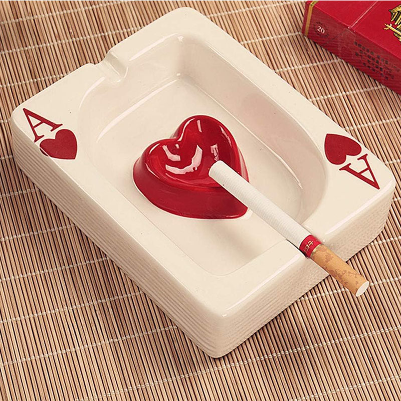 Creative Ceramic Cigarette Ashtray Tabletop Portable Modern Ashtrays Poker A Cigar Ashtray for for Home office