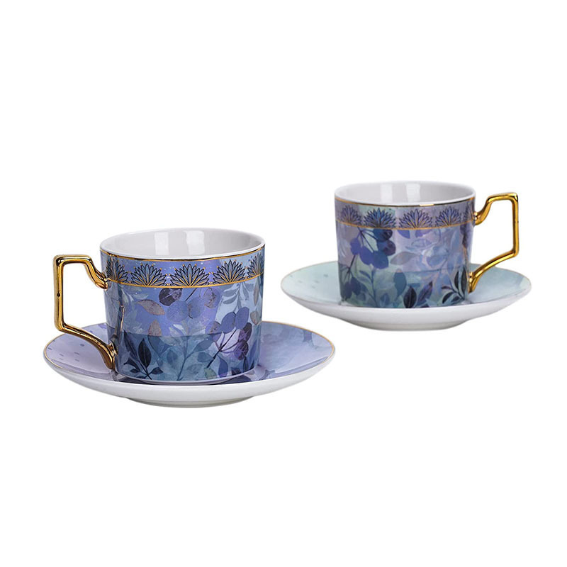 High Quality Customized Porcelain Cappuccino Cups Bone China Coffee Cup and Saucer Ceramic Tea Cup Mugs with Saucer Set