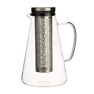 Borosilicate Glass Pitcher with Lid 100% Microwave Safe Heat-Resistant Infuser Iced Tea Coffee Pitcher Maker