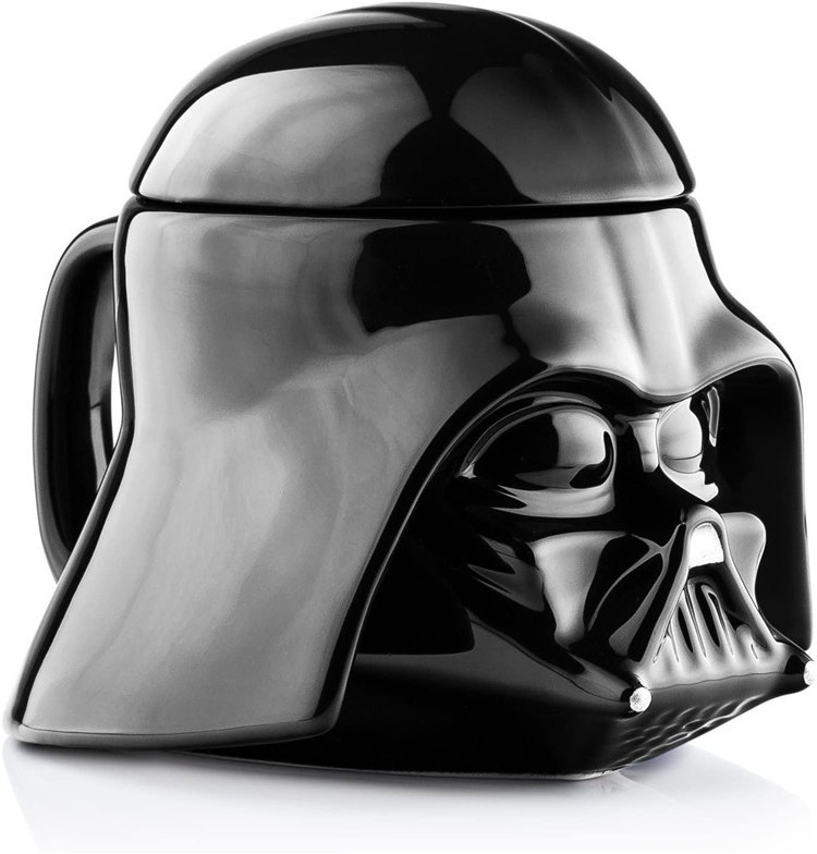 Hot selling creative cartoon black Darth Vader ceramic coffee mug with lid