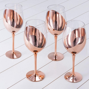 Wholesale high quality electroplating golden colored wine glass goblets for wedding