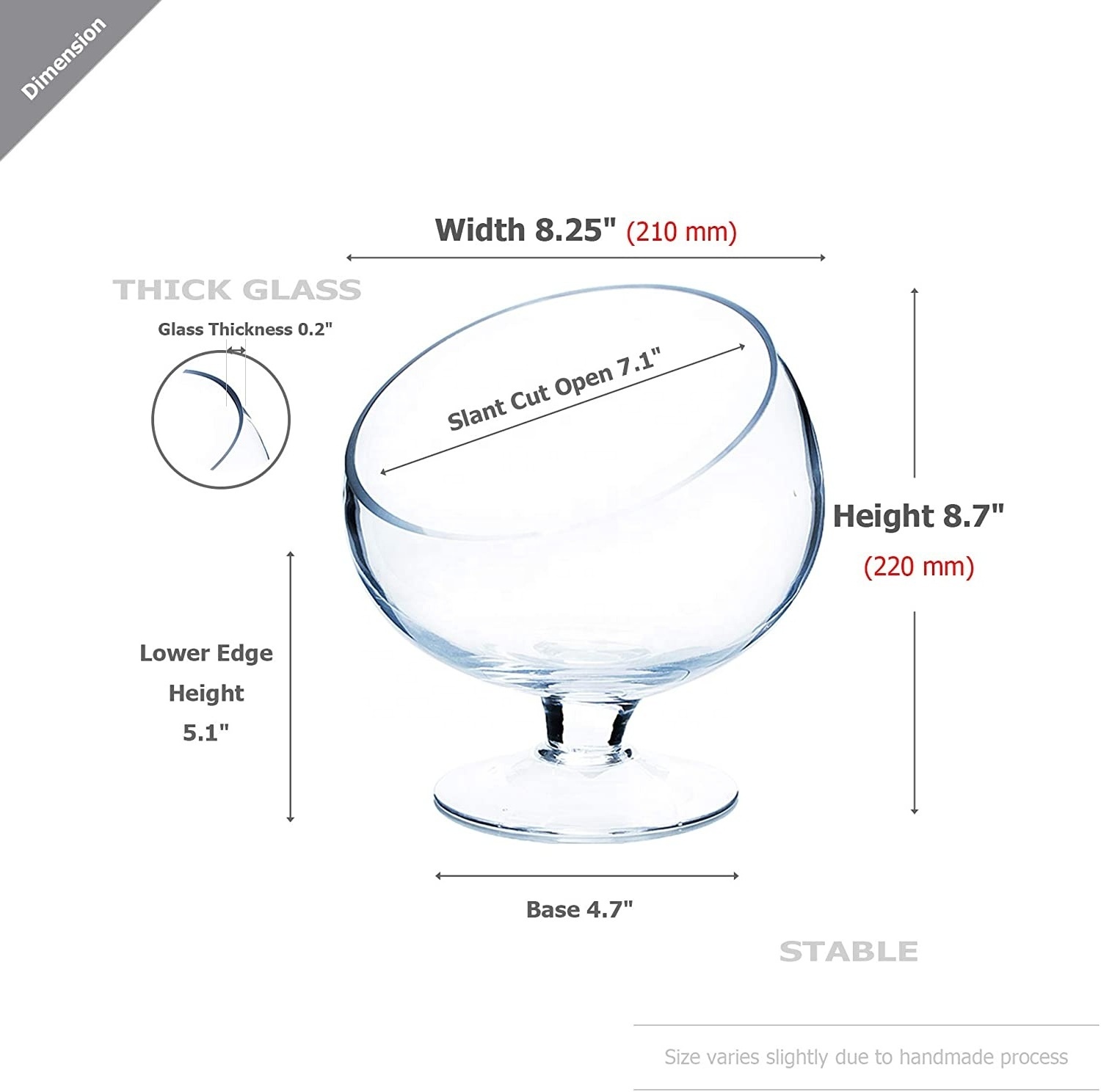 Wedding Party Event Candy Dish  Fruit Jar Glass Clear Planter Terrarium Slant Cut Bowl Glass Vase with Stand