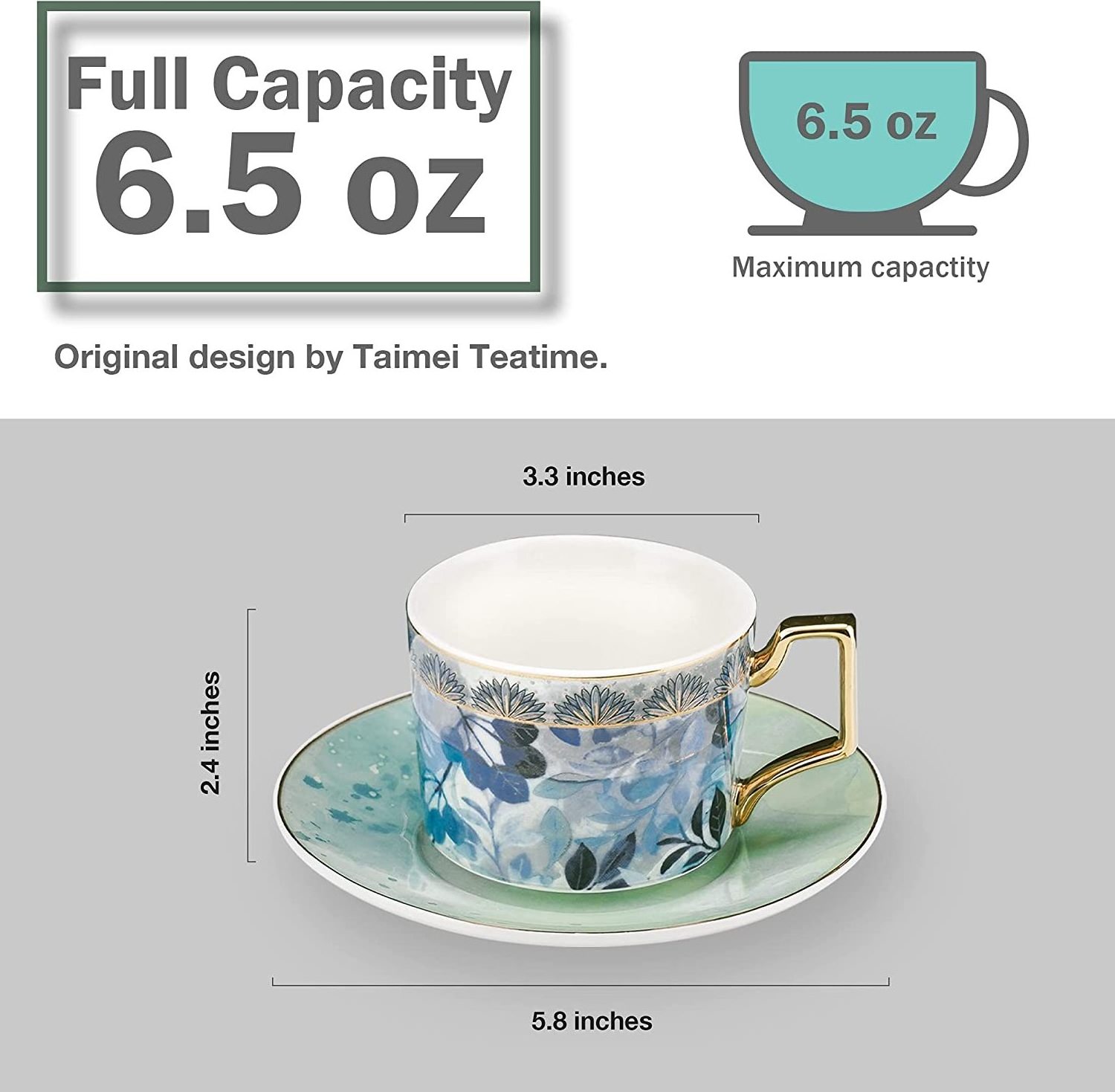 High Quality Customized Porcelain Cappuccino Cups Bone China Coffee Cup and Saucer Ceramic Tea Cup Mugs with Saucer Set