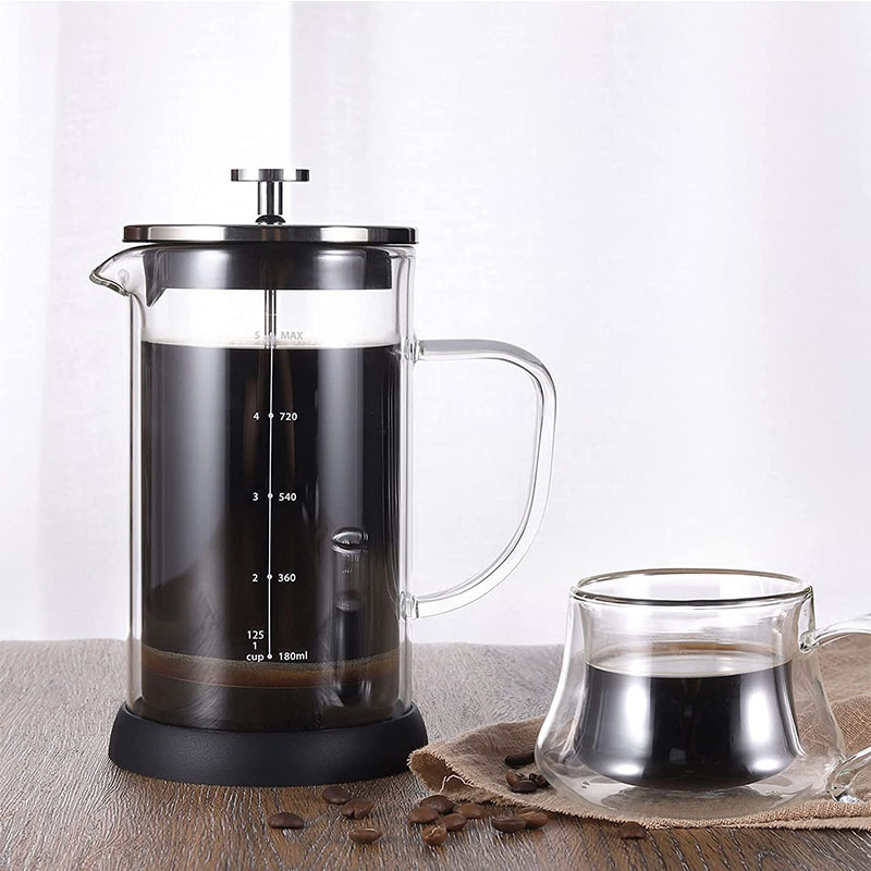 Heat Resistant Glass 4 Level Filtration System Borosilicate Glass Teapot Large French Press Glass Coffee Maker