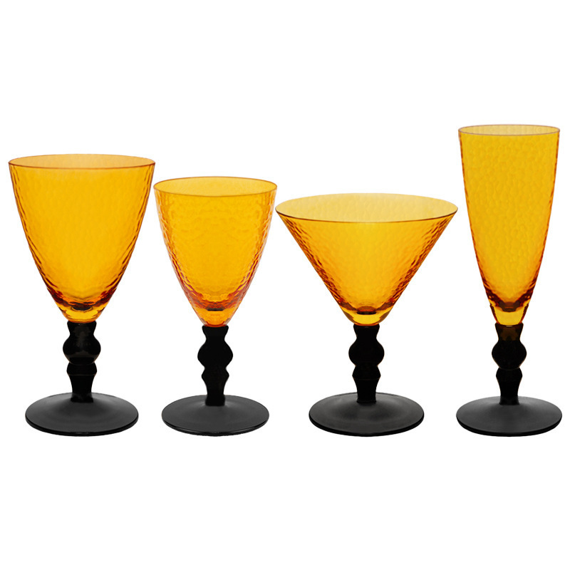 Medieval stemware Vintage hammer amber Creative goblet glasses red wine glass set Champagne glass Cocktail glass