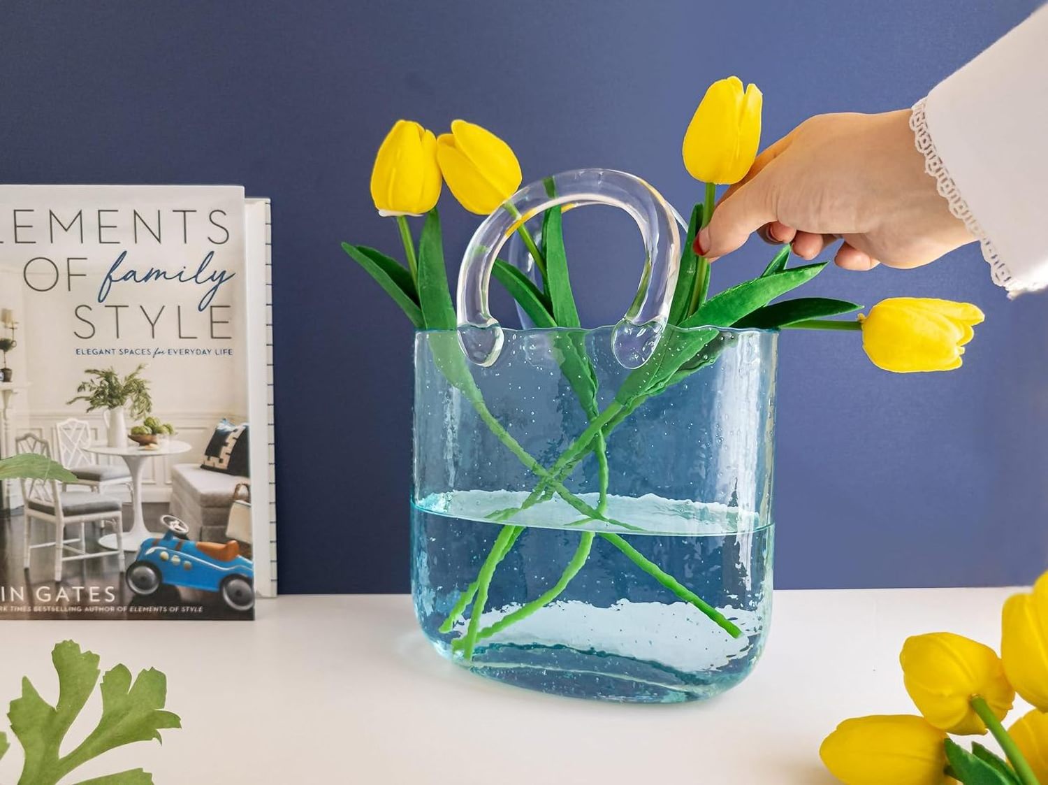 Handmade Glass Bag Vase Unique Wide Mouth Bubble Handbag Flower Vases For Home Decorative