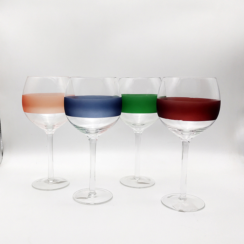 wholesale promotional coloured hand blown wine glasses water goblet size