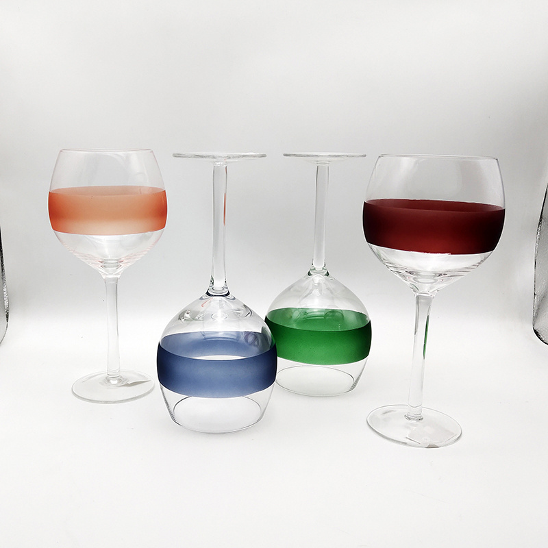 wholesale promotional coloured hand blown wine glasses water goblet size