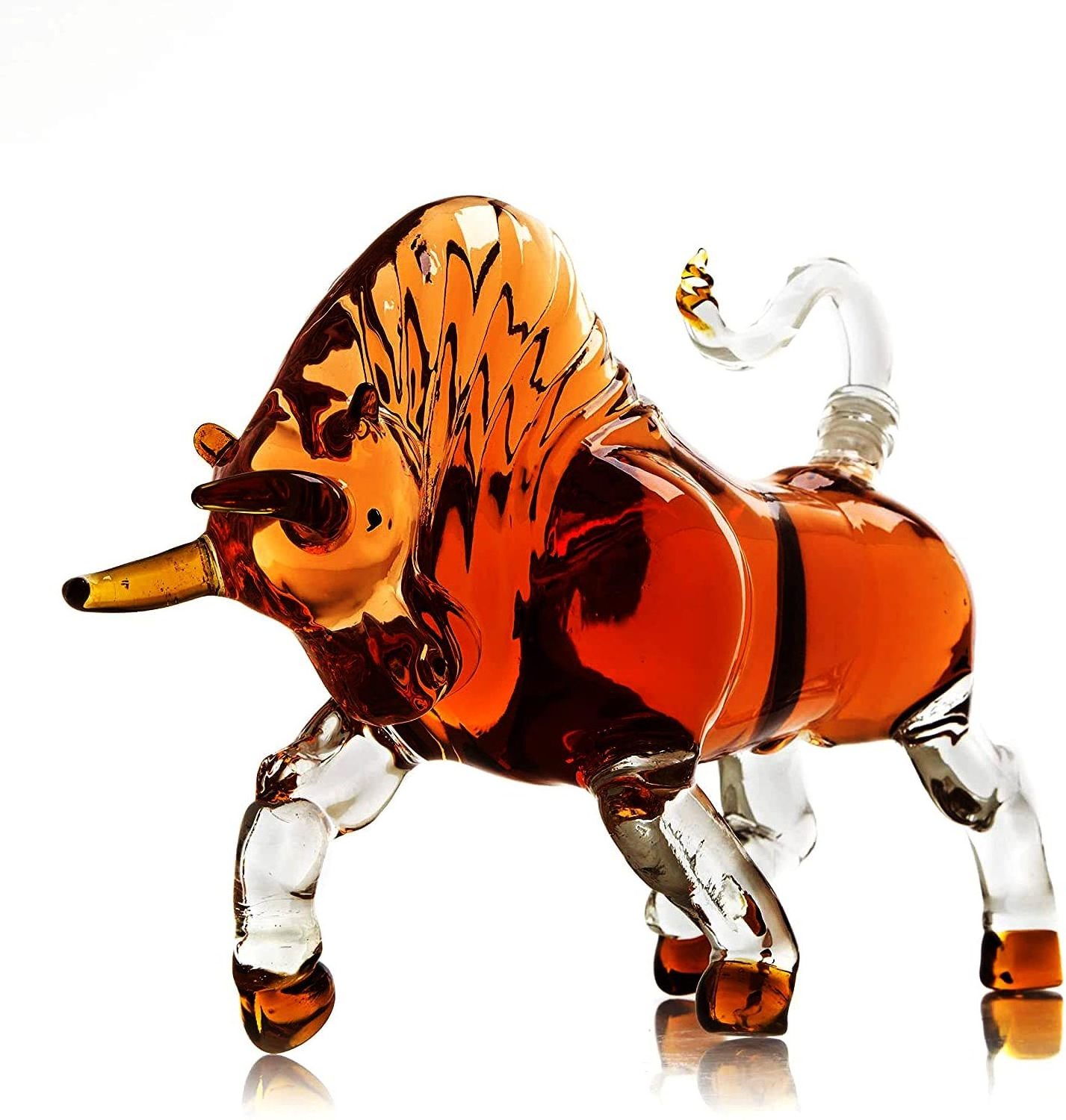 Home Bar Transparent Creative Whiskey Decanter Novelty Animal Bull Shaped Whisky Glass Decanter For Liquor Scotch Bourbon