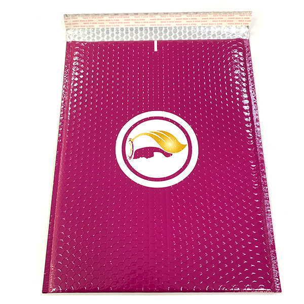 Free Sample Logo Custom Bubble Mailer Printed Poly Pink Wrap Padded Mailing Bag Metallic Bubble Envelope