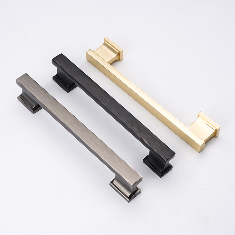 Door Pull Handle Modern Furniture 128mm Metal Handles Gold Zinc Alloy New Matte Black Square Kitchen Cabinet Door Handle 1pcs