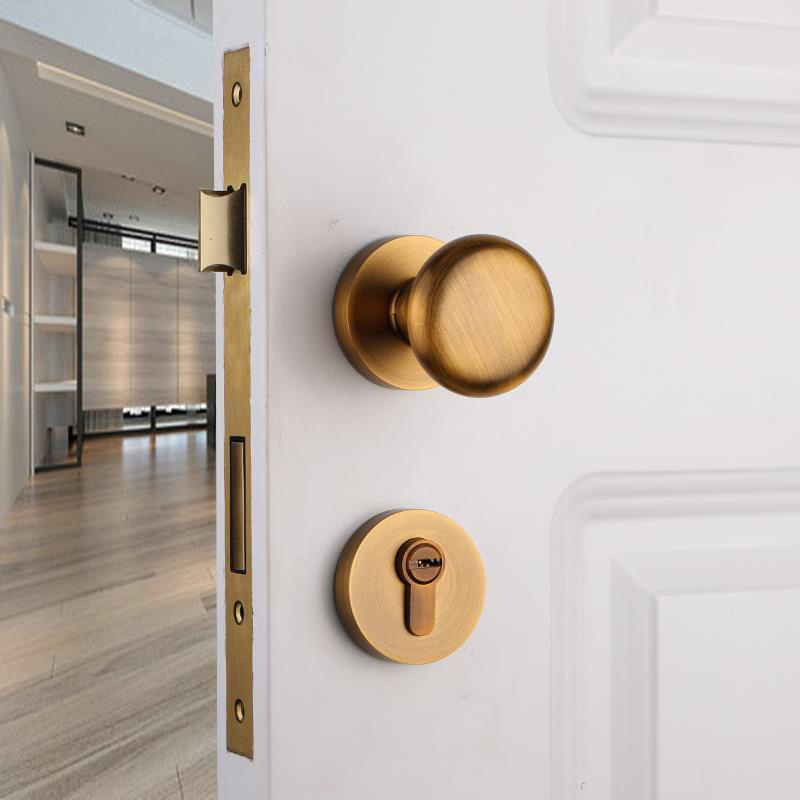 Double Ball Round Lock Bedroom Copper Ball Lock Passage Door Knob Polished Rose Gold Door Handle//