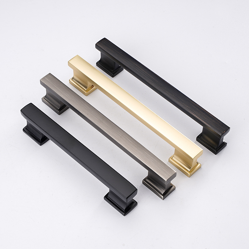 Door Pull Handle Modern Furniture 128mm Metal Handles Gold Zinc Alloy New Matte Black Square Kitchen Cabinet Door Handle 1pcs