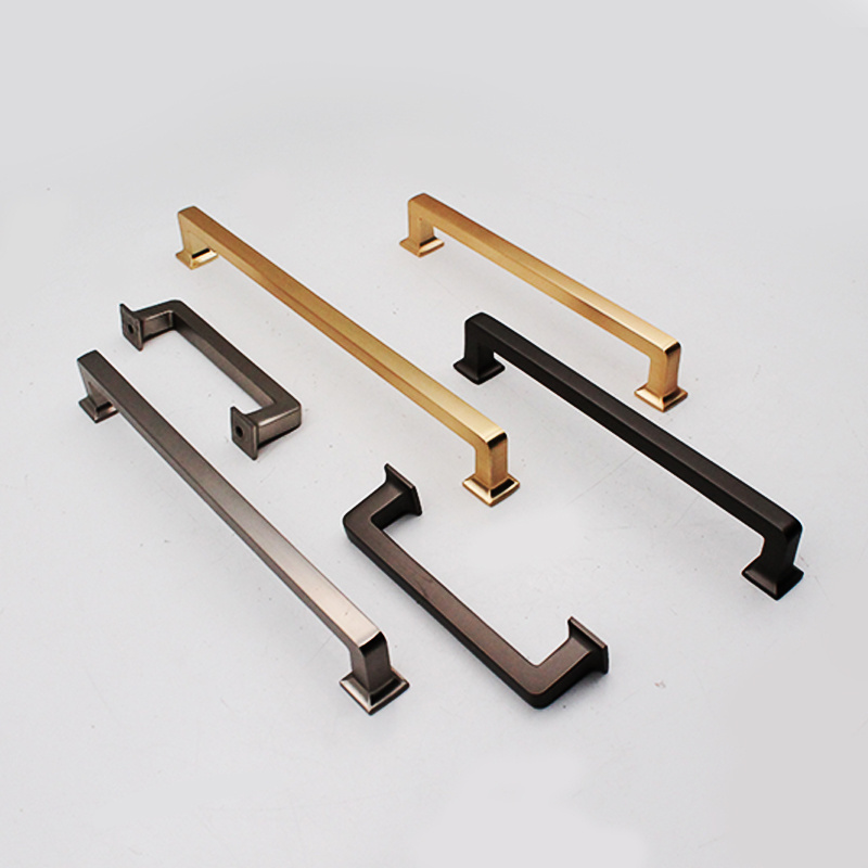 American style 128mm Zamak Black Square Kitchen Cabinet Handle Furniture Hardware Handle For Cabinet