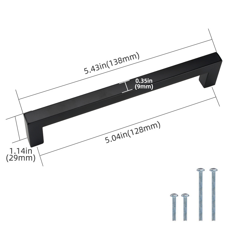 Solid Square Bar Cabinet Handle Black 12.6 Inch/320mm Screwhole Distance Pack of 10 for Kitchen Cupboard Handles