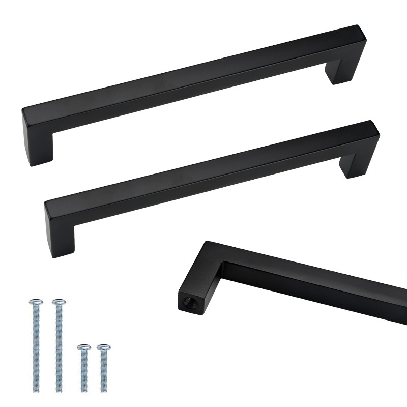 Solid Square Bar Cabinet Handle Black 12.6 Inch/320mm Screwhole Distance Pack of 10 for Kitchen Cupboard Handles