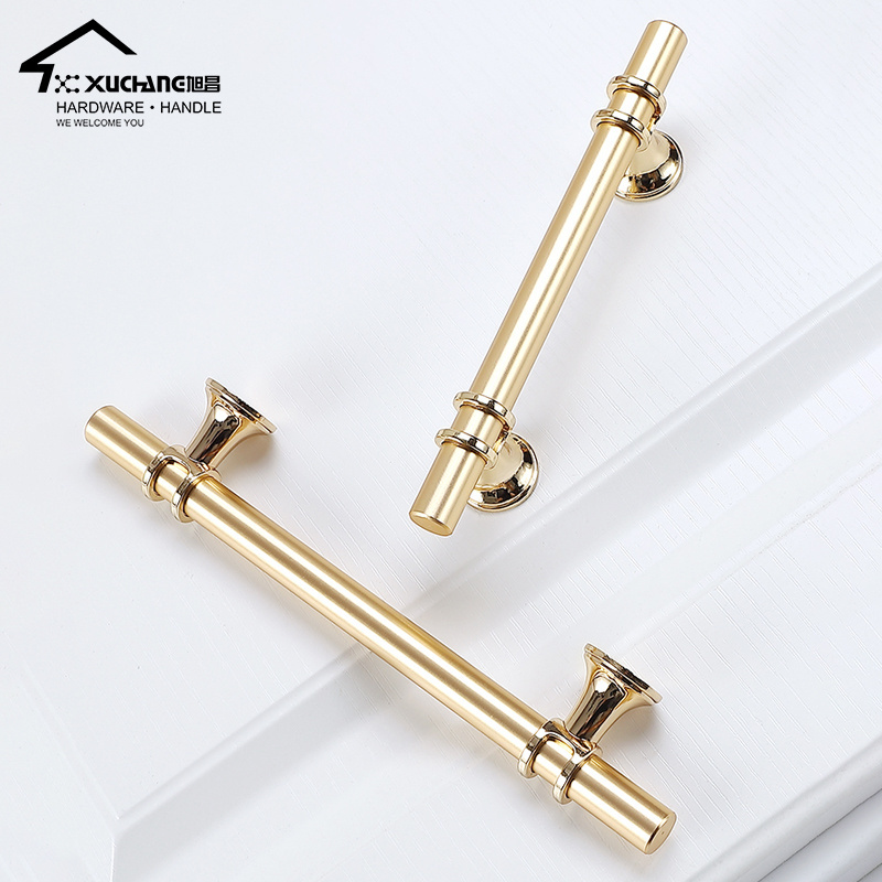 Contemporary Most Popular Luxury Style Brushed Brass 96mm Cabinet Hardware Handle Drawer Pulls