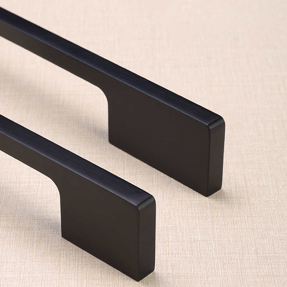 Modern Design Unique Kitchen Hardware Alloy Drawer Matt Black Aluminium Kitchen Cabinets Door Pull Handle //