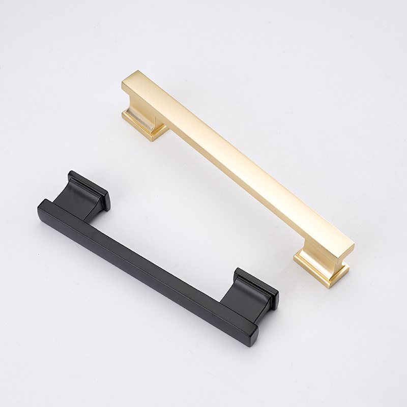 Door Pull Handle Modern Furniture 128mm Metal Handles Gold Zinc Alloy New Matte Black Square Kitchen Cabinet Door Handle 1pcs