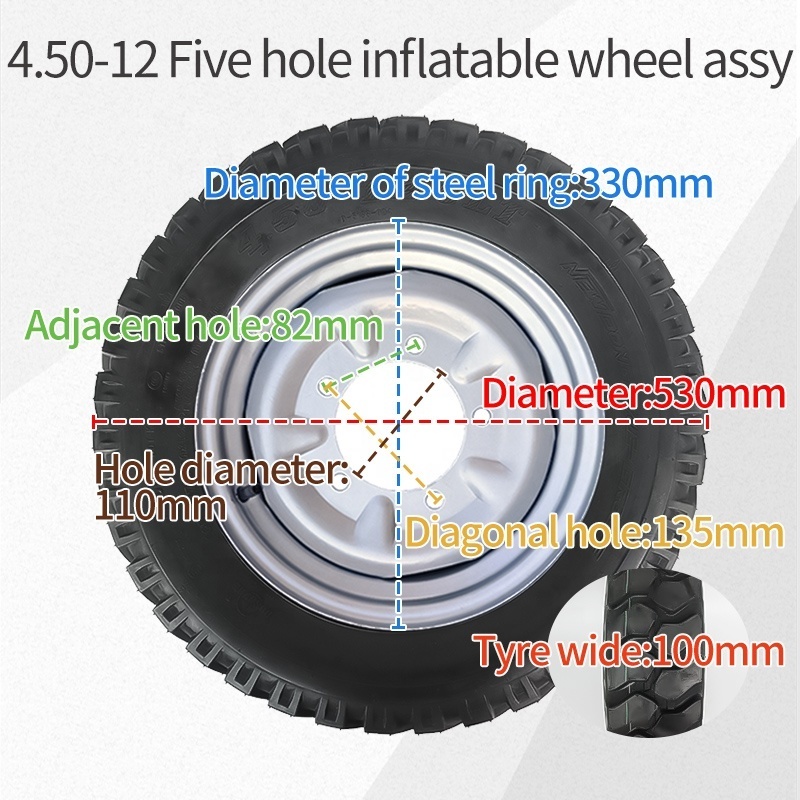 4.00-12 Pneumatic Tyre for high-speed freight electric tricycle thickened rubber tire non-slip wear resistance