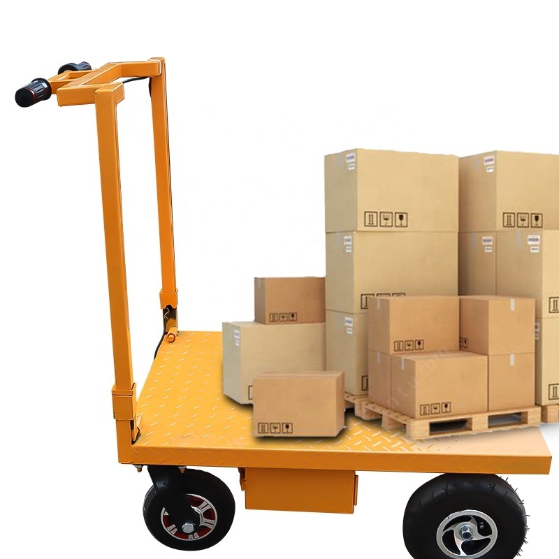 48V 900W Electric flatbed hand push car foldable pull goods truck hauler small cart pull cargo